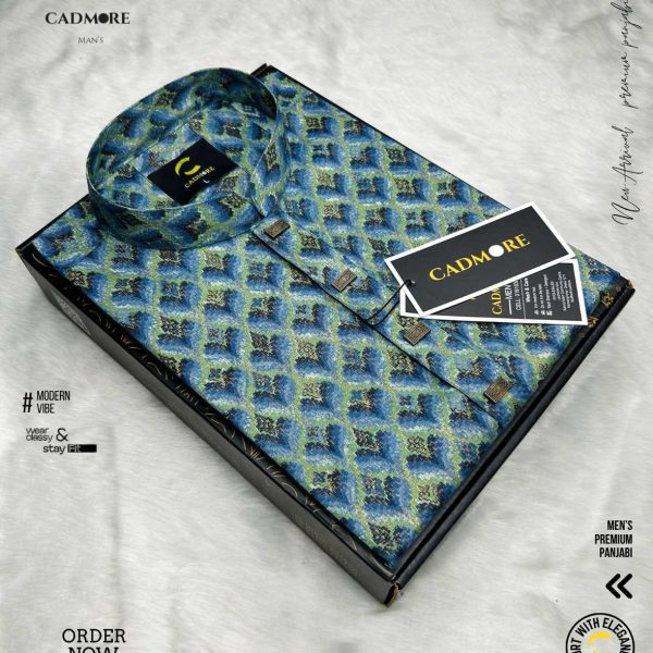 Blue Afsan Print Panjabi cod-P06