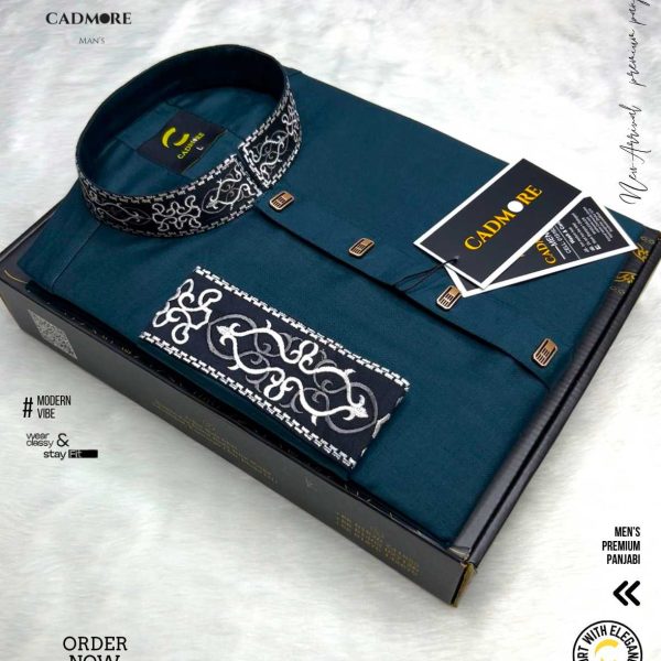 Alpona Embroidery C-green Panjabi cod-A07