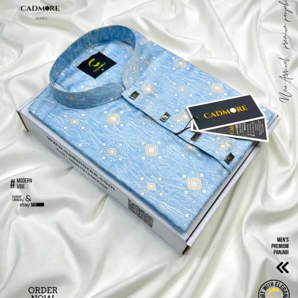 Aqua Print C-blue Panjabi cod-P11