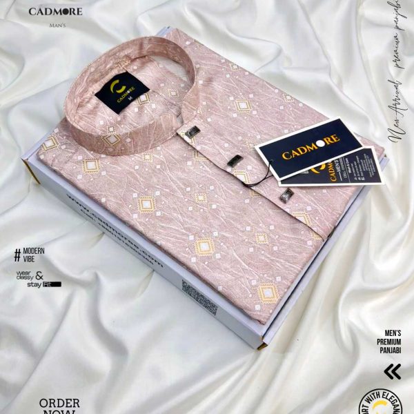 Aqua Print Lite Pink Panjabi cod-P10