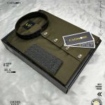 Black Embroidery Deep Olive Panjabi cod-A02