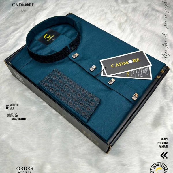 Black Embroidery C-green Panjabi cod-A01