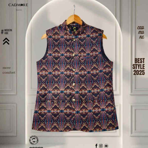 Box Print Yellow Waistcoat cod-A08