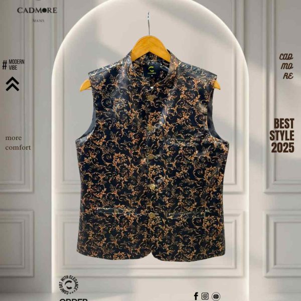 Royal Gold Print Waistcoat cod – A19