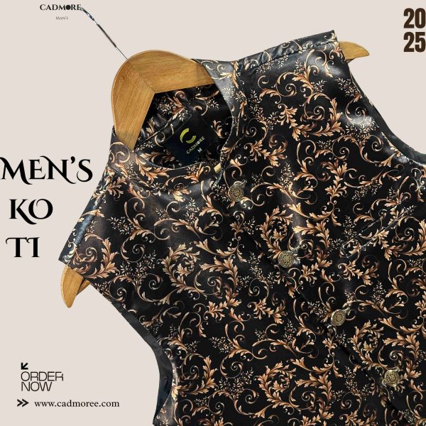 Royal Gold Print Waistcoat cod - A19