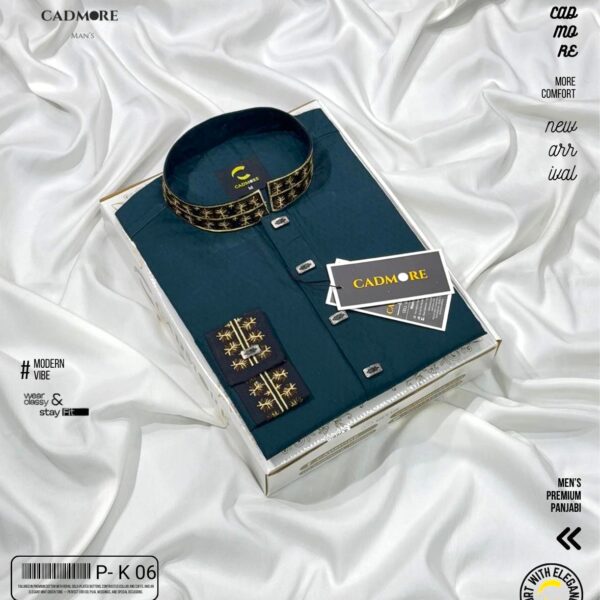 Golden Teal C- Green Panjabi cod P-K06