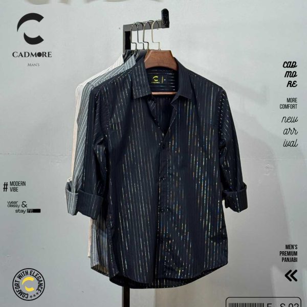 Noir Glow Stripe Black Classic Full Sleeve Shirt cod - FS 02