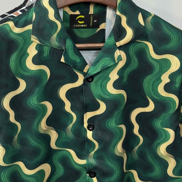 Green Vortex Half Sleeve Drop Shoulder Shirt cod – CS 01