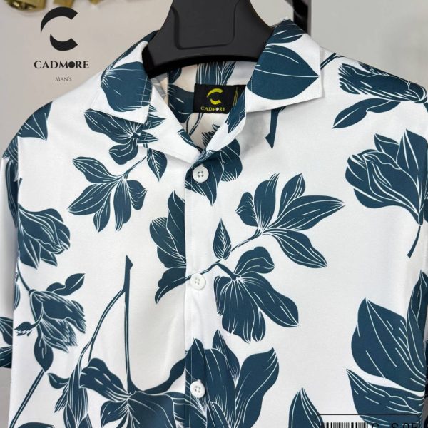 Blue Lagoon Floral Half Sleeve Drop Shoulder Shirt cod – CS 05