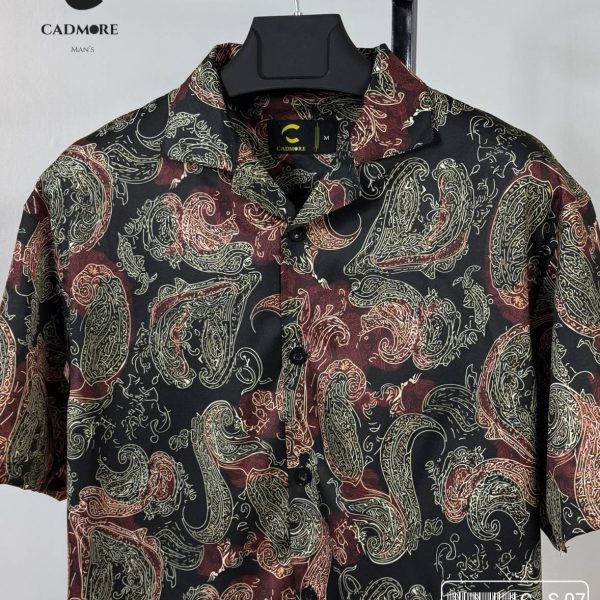 Crimson Paisley Half Sleeve Drop Shoulder Shirt cod – CS 07